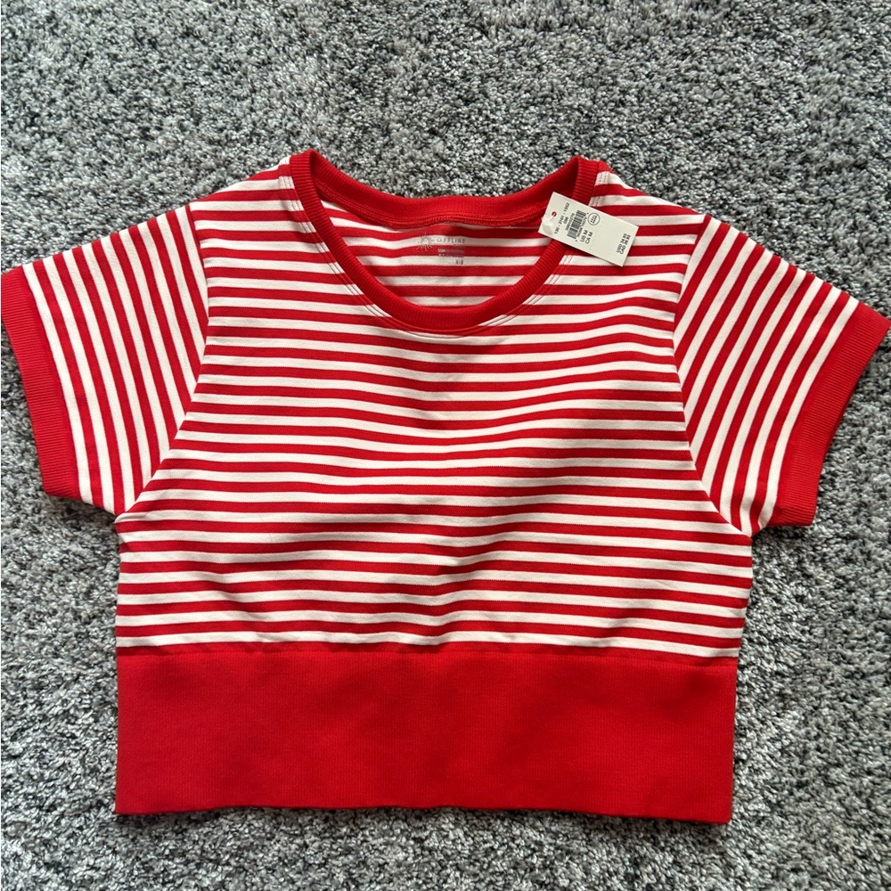 Red and white stripped aerie top